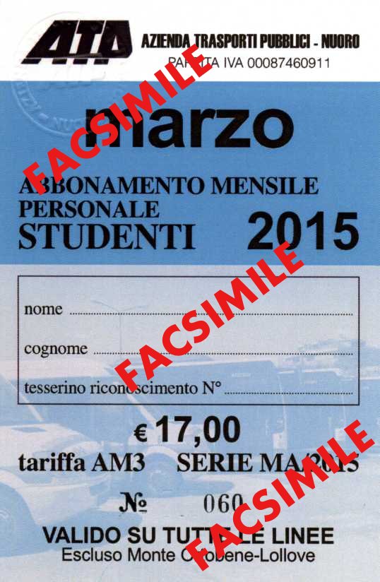 Abbonamento mensile studenti 17 euro